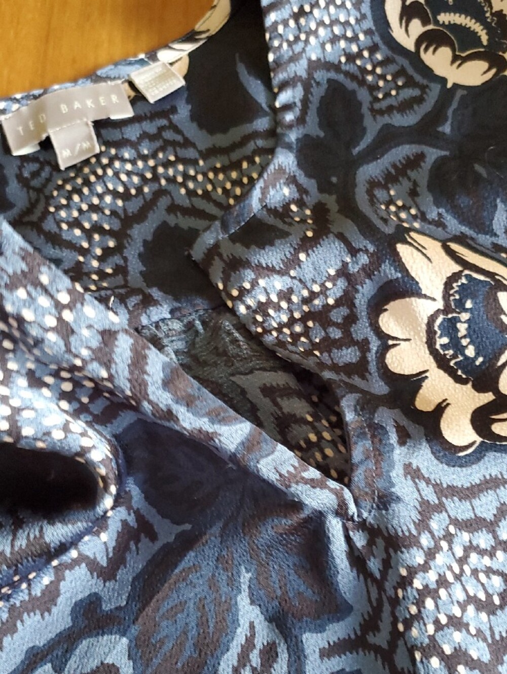 Ted Baker Navy and Cream Floral Long-Sleeve Top - Picture 8 of 10